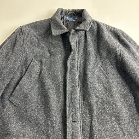 Polo Ralph Lauren Wool Jacket Men Size Large Pea Coat Military Vintage Gray - Picture 4 of 12